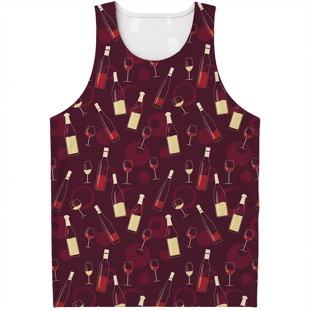 Glasses And Bottles Of Wine Print Men's Tank Top