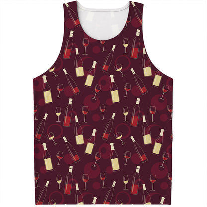 Glasses And Bottles Of Wine Print Men's Tank Top