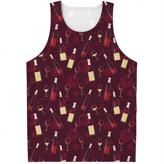Glasses And Bottles Of Wine Print Men's Tank Top