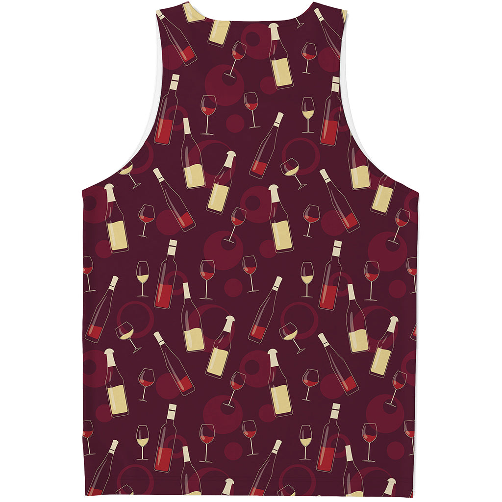 Glasses And Bottles Of Wine Print Men's Tank Top
