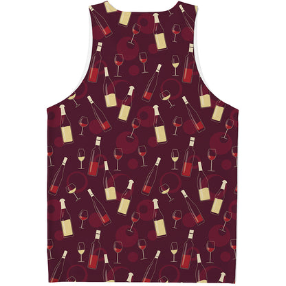 Glasses And Bottles Of Wine Print Men's Tank Top