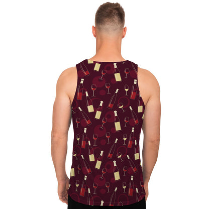Glasses And Bottles Of Wine Print Men's Tank Top