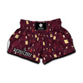 Glasses And Bottles Of Wine Print Muay Thai Boxing Shorts