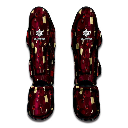 Glasses And Bottles Of Wine Print Muay Thai Shin Guard