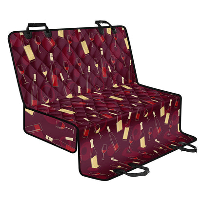 Glasses And Bottles Of Wine Print Pet Car Back Seat Cover