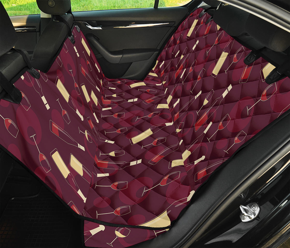 Glasses And Bottles Of Wine Print Pet Car Back Seat Cover