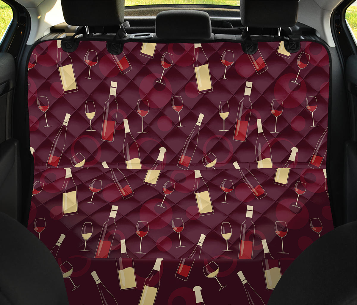 Glasses And Bottles Of Wine Print Pet Car Back Seat Cover
