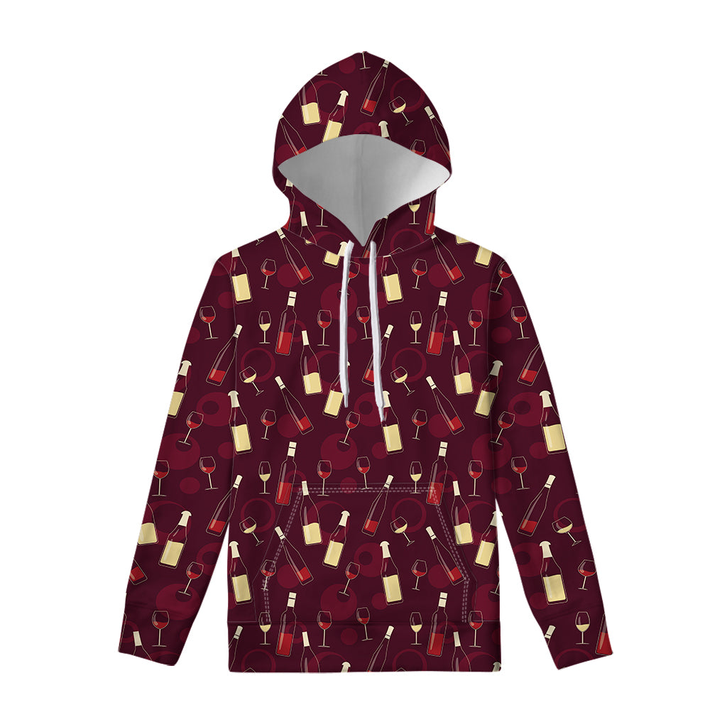 Glasses And Bottles Of Wine Print Pullover Hoodie