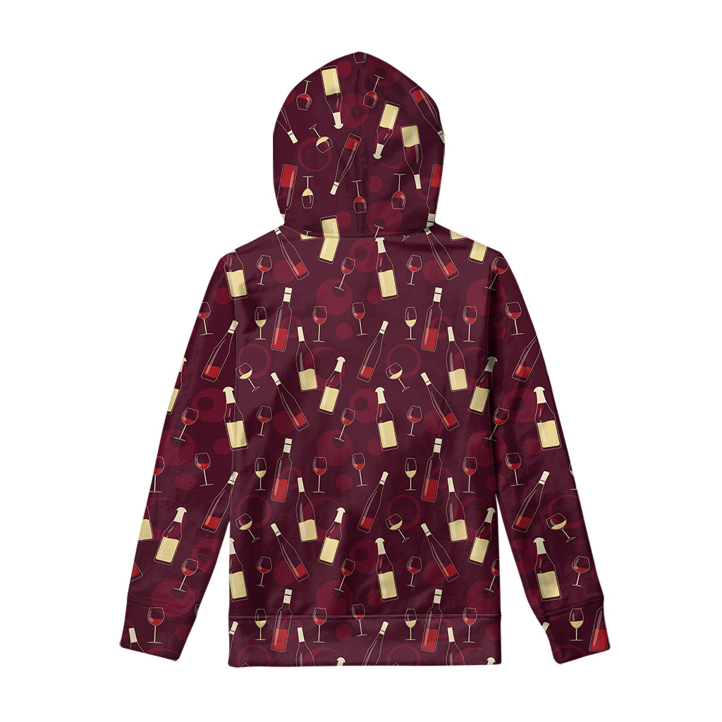 Glasses And Bottles Of Wine Print Pullover Hoodie