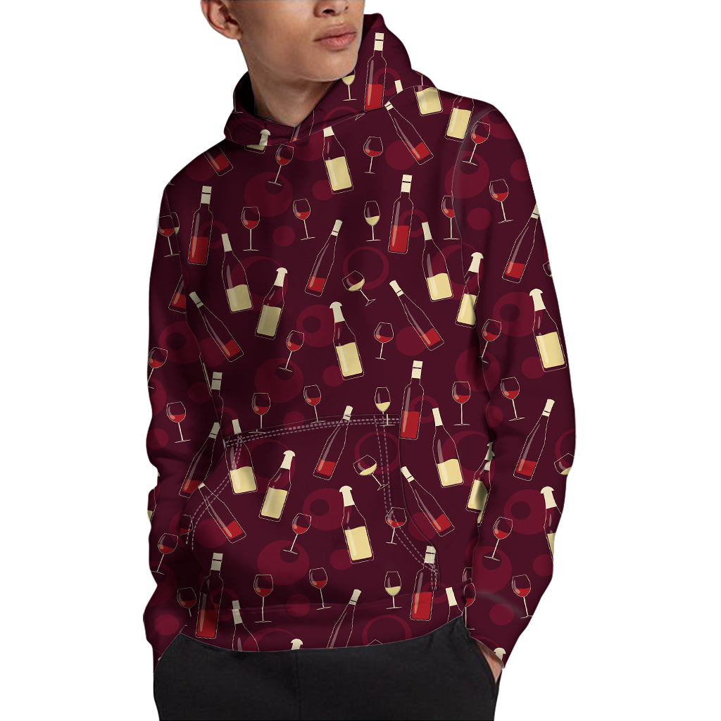 Glasses And Bottles Of Wine Print Pullover Hoodie