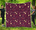 Glasses And Bottles Of Wine Print Quilt