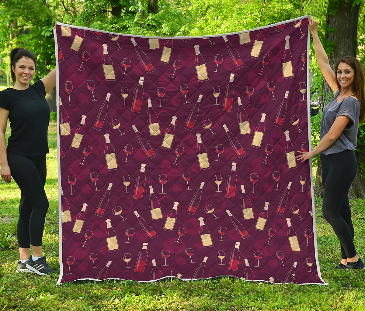 Glasses And Bottles Of Wine Print Quilt