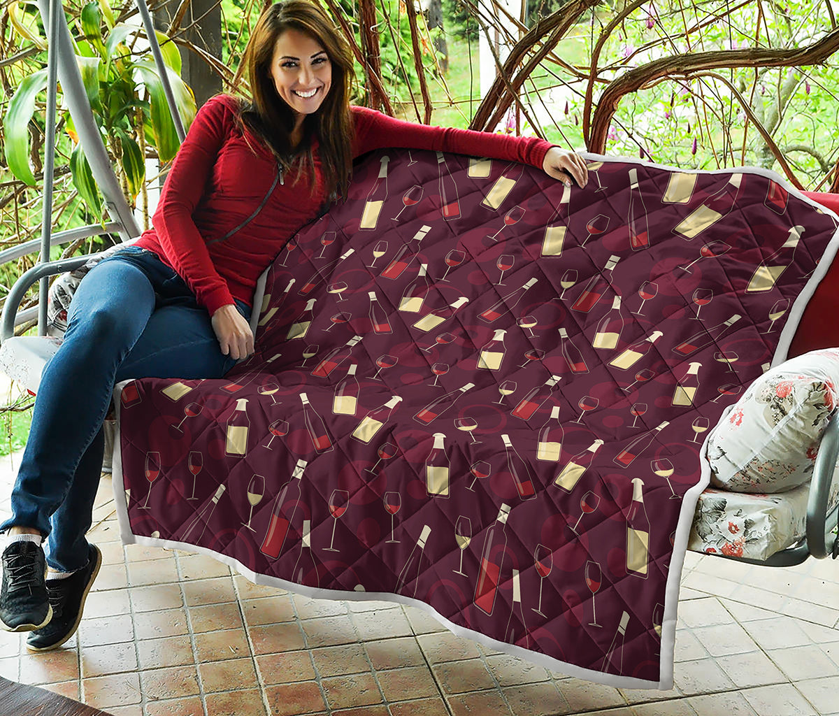 Glasses And Bottles Of Wine Print Quilt