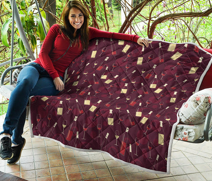 Glasses And Bottles Of Wine Print Quilt