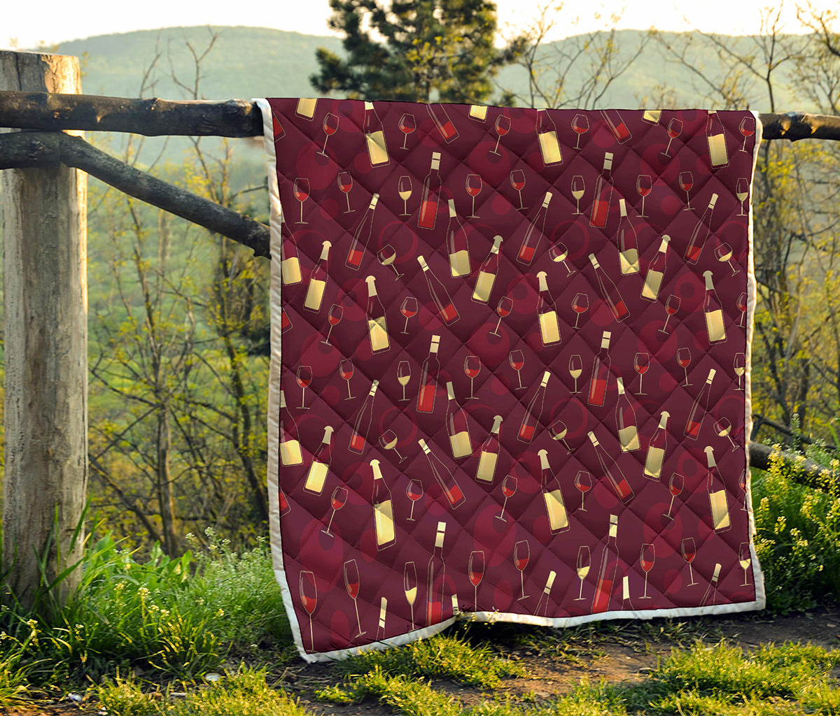 Glasses And Bottles Of Wine Print Quilt
