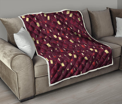 Glasses And Bottles Of Wine Print Quilt