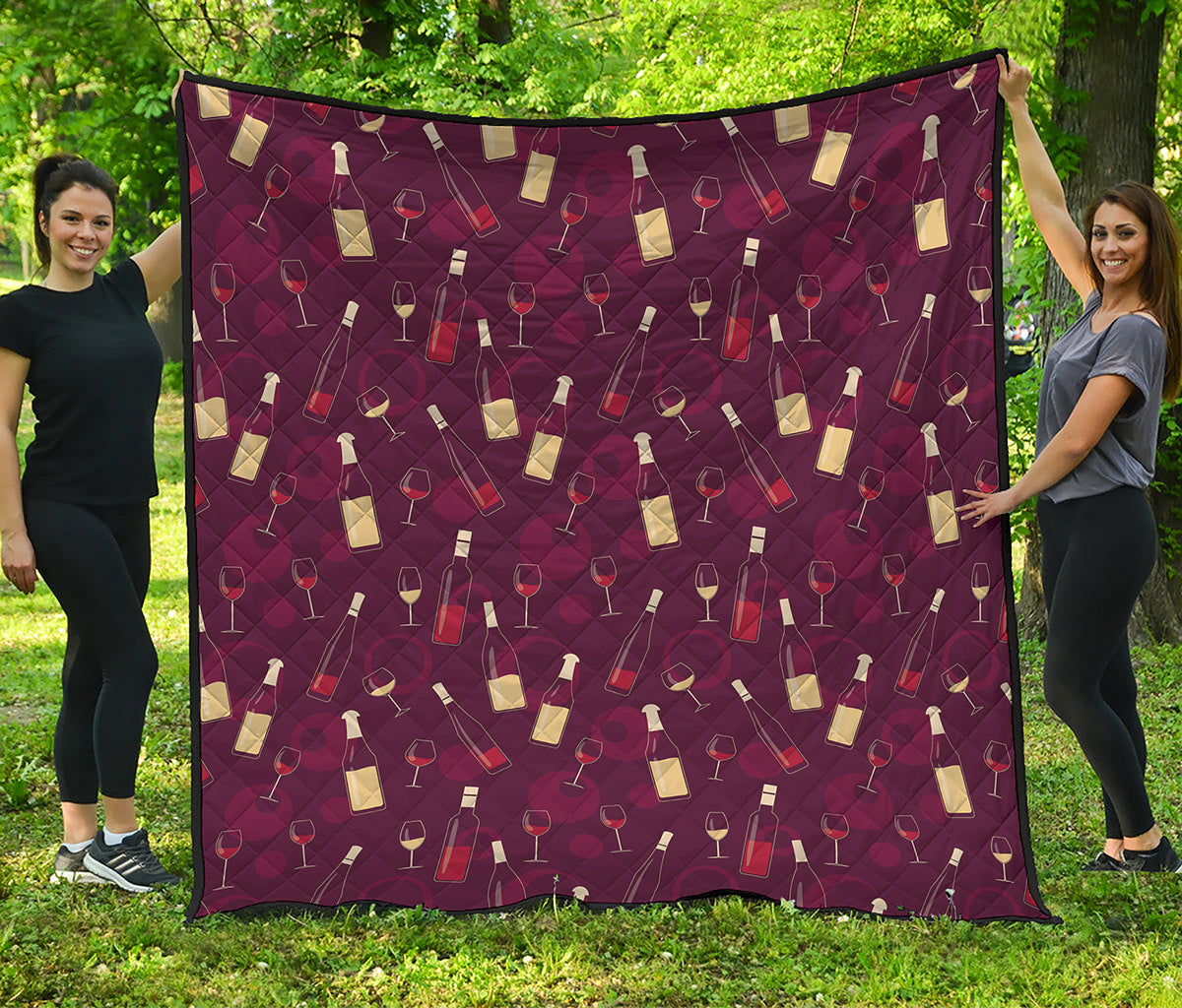 Glasses And Bottles Of Wine Print Quilt