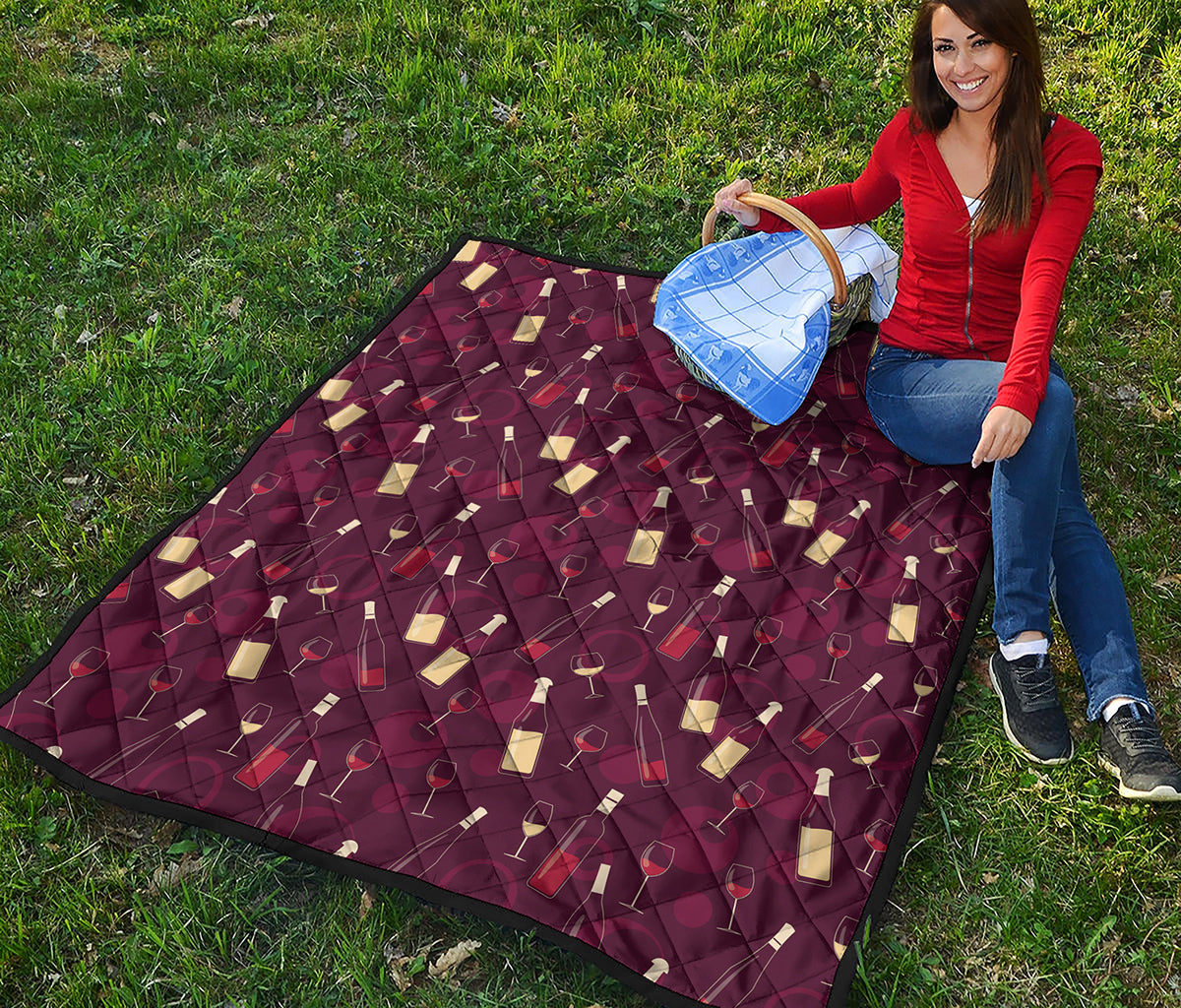 Glasses And Bottles Of Wine Print Quilt