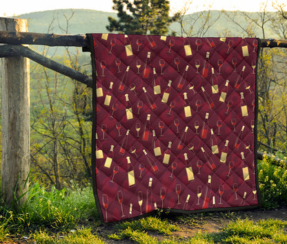 Glasses And Bottles Of Wine Print Quilt
