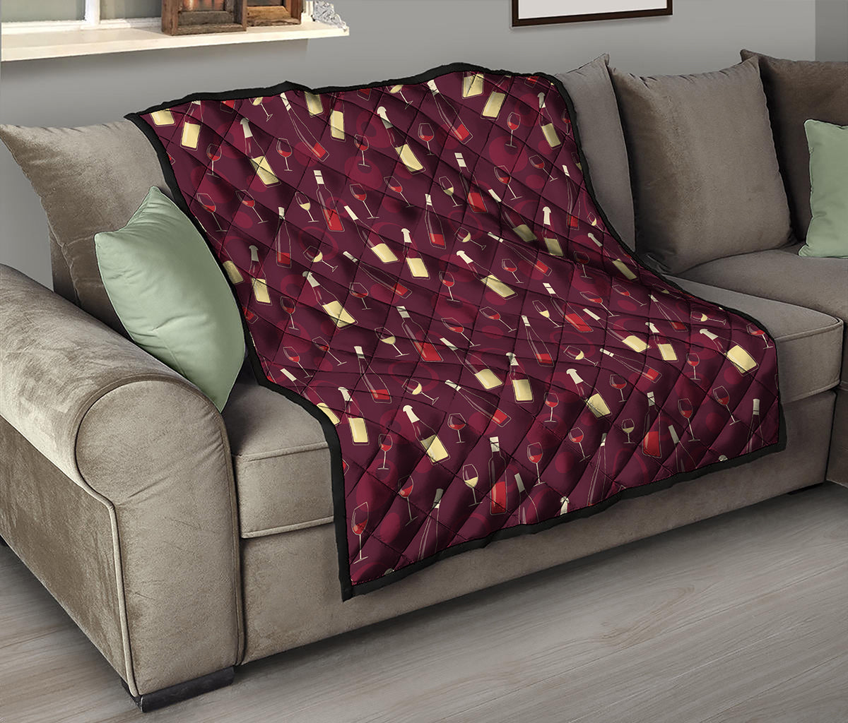 Glasses And Bottles Of Wine Print Quilt