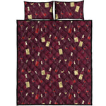 Glasses And Bottles Of Wine Print Quilt Bed Set