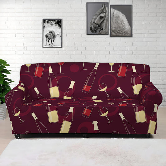 Glasses And Bottles Of Wine Print Sofa Cover