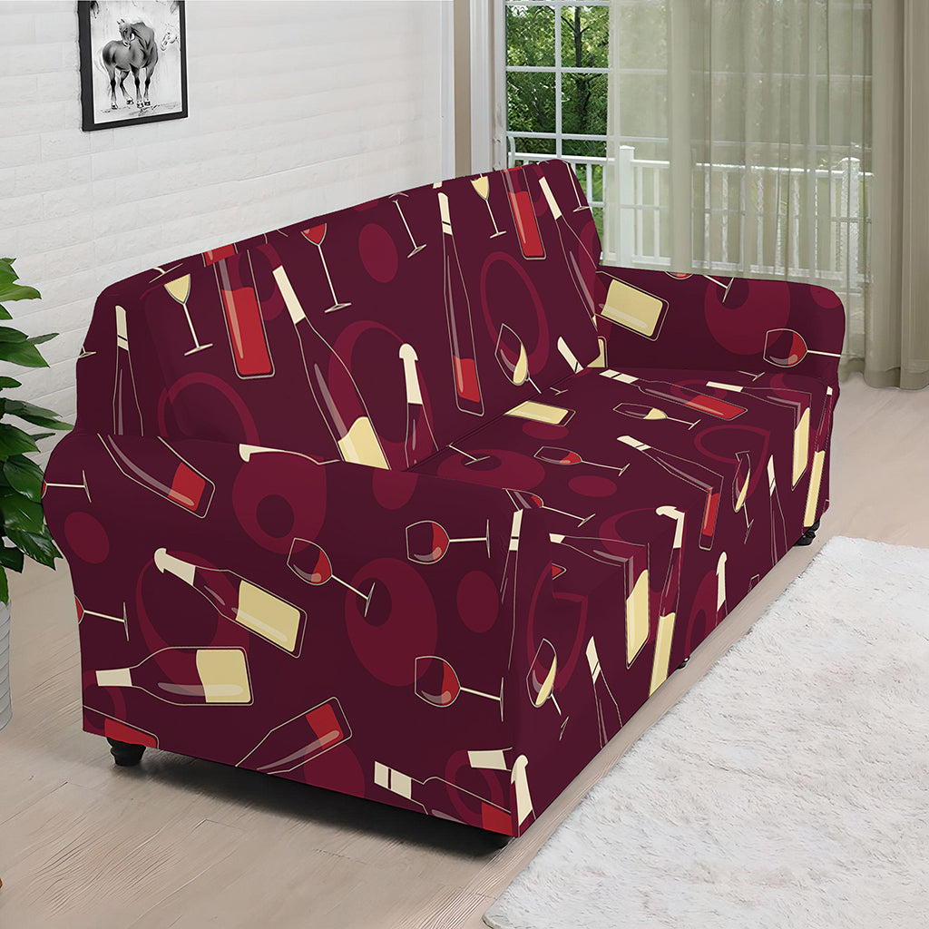 Glasses And Bottles Of Wine Print Sofa Cover