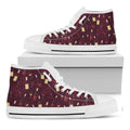 Glasses And Bottles Of Wine Print White High Top Sneakers