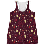 Glasses And Bottles Of Wine Print Women's Racerback Tank Top
