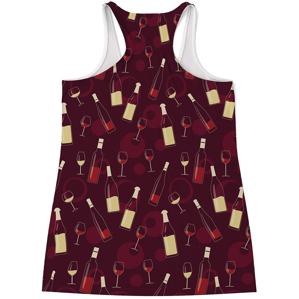 Glasses And Bottles Of Wine Print Women's Racerback Tank Top
