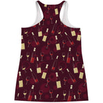 Glasses And Bottles Of Wine Print Women's Racerback Tank Top