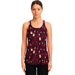 Glasses And Bottles Of Wine Print Women's Racerback Tank Top