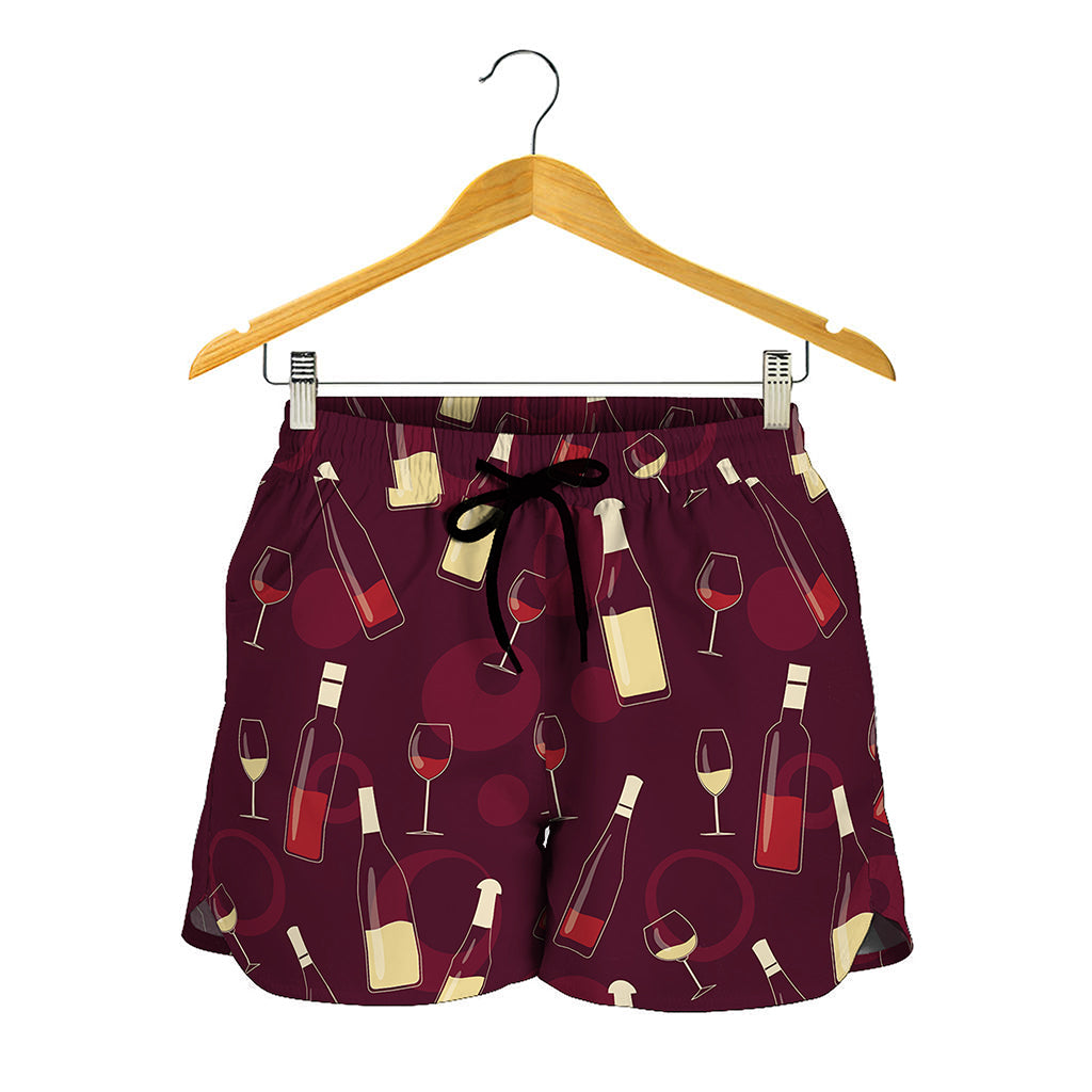 Glasses And Bottles Of Wine Print Women's Shorts
