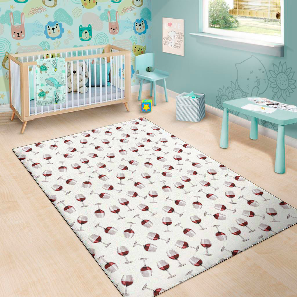 Glasses Of Wine Pattern Print Area Rug