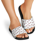 Glasses Of Wine Pattern Print Black Slide Sandals