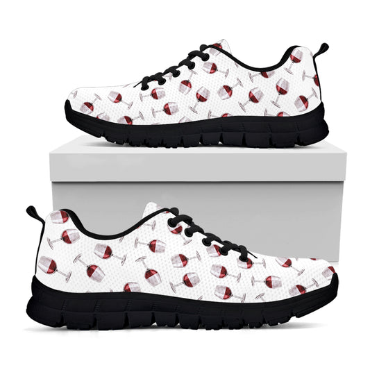 Glasses Of Wine Pattern Print Black Sneakers