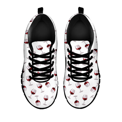 Glasses Of Wine Pattern Print Black Sneakers