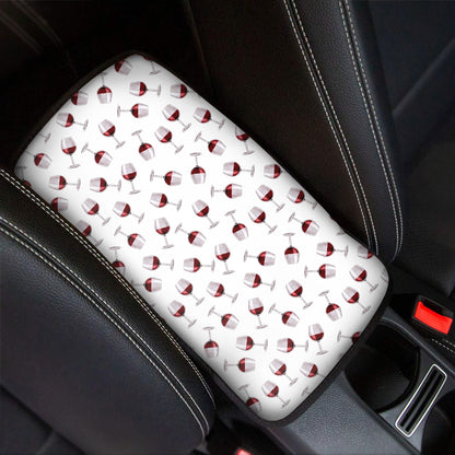 Glasses Of Wine Pattern Print Car Center Console Cover