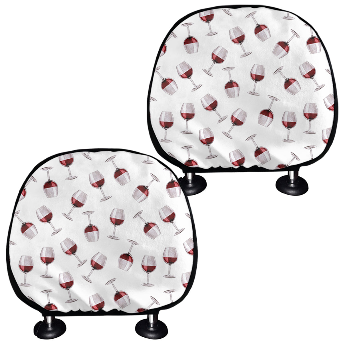 Glasses Of Wine Pattern Print Car Headrest Covers