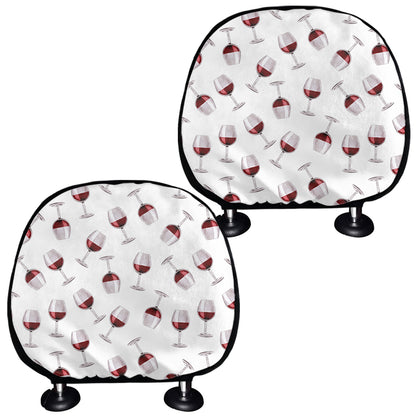 Glasses Of Wine Pattern Print Car Headrest Covers