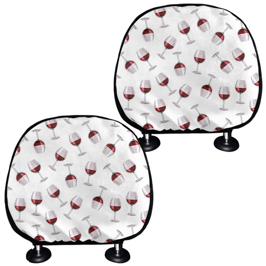 Glasses Of Wine Pattern Print Car Headrest Covers