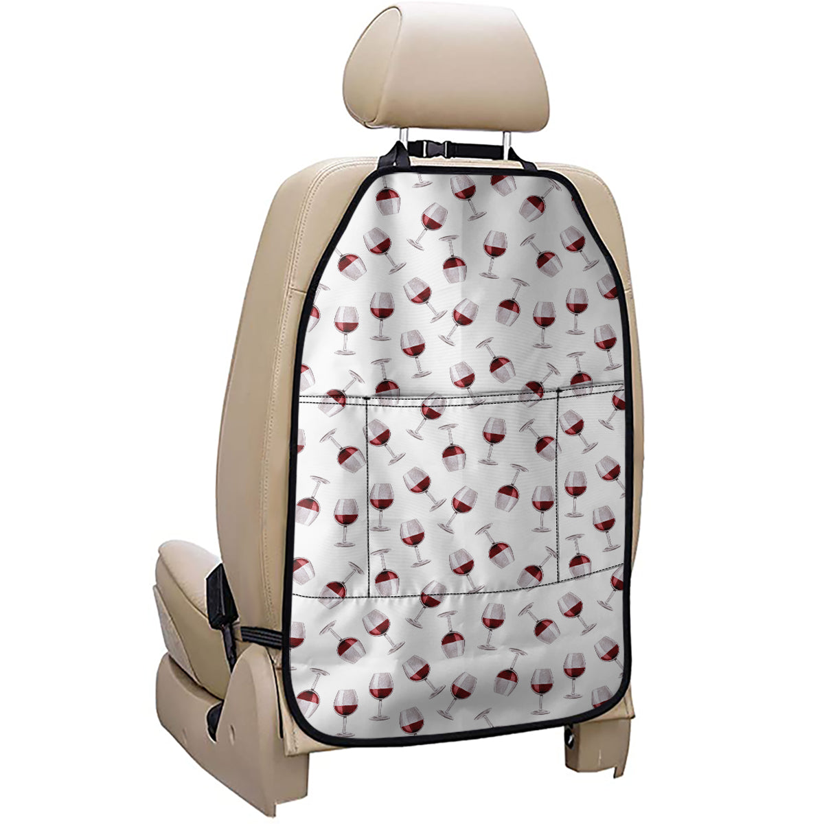 Glasses Of Wine Pattern Print Car Seat Organizers
