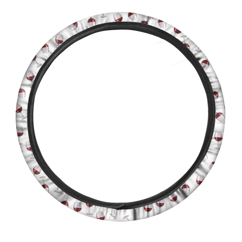 Glasses Of Wine Pattern Print Car Steering Wheel Cover