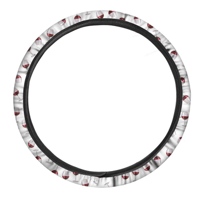 Glasses Of Wine Pattern Print Car Steering Wheel Cover