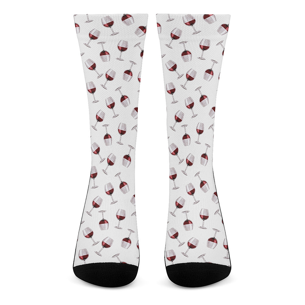 Glasses Of Wine Pattern Print Crew Socks