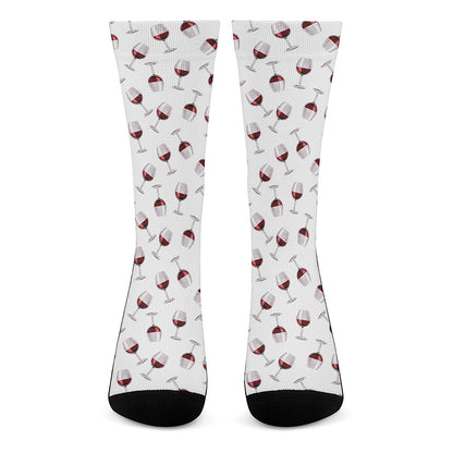 Glasses Of Wine Pattern Print Crew Socks