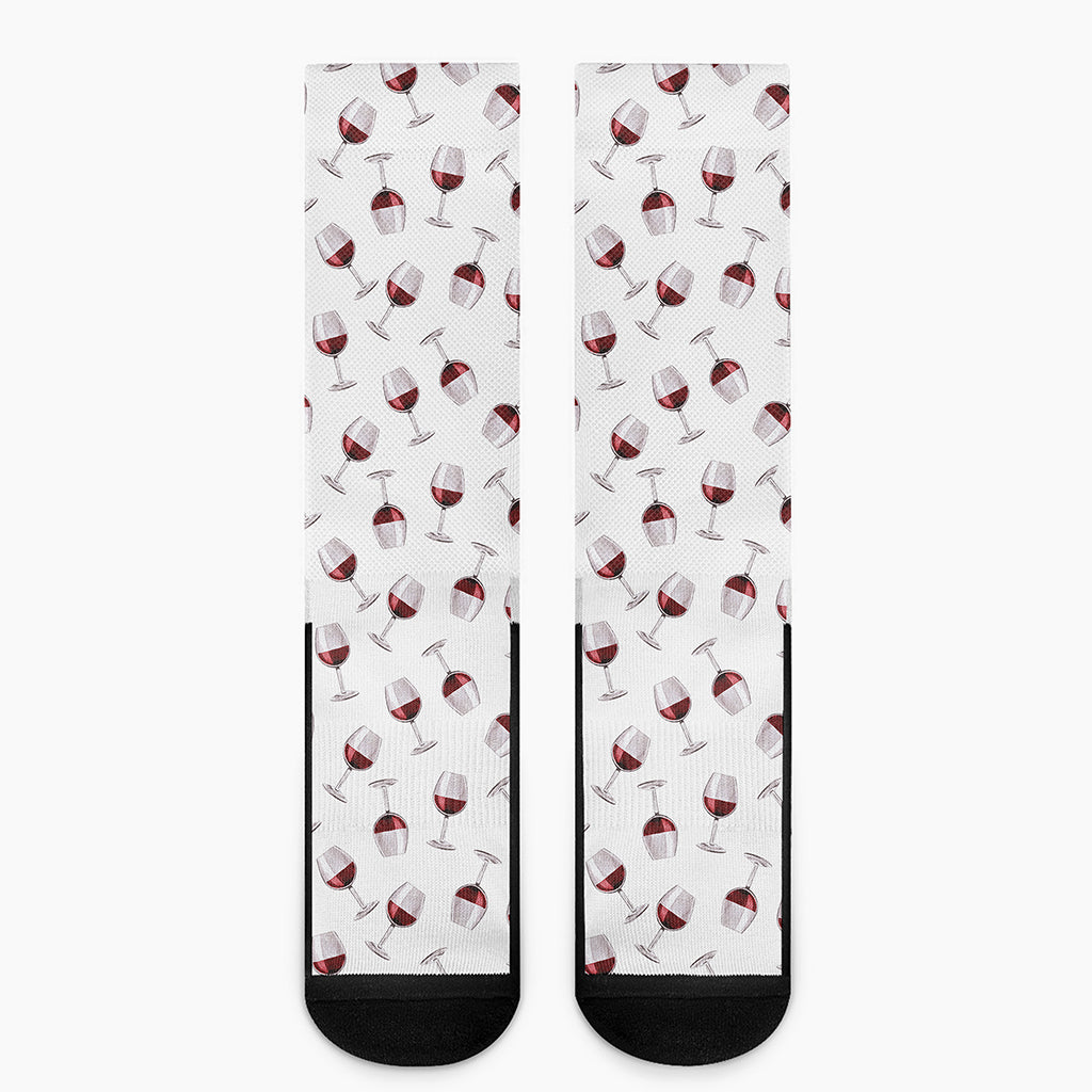 Glasses Of Wine Pattern Print Crew Socks