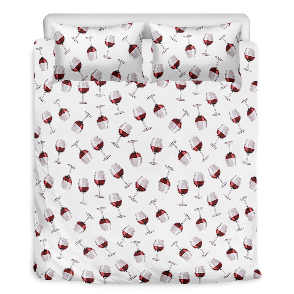 Glasses Of Wine Pattern Print Duvet Cover Bedding Set