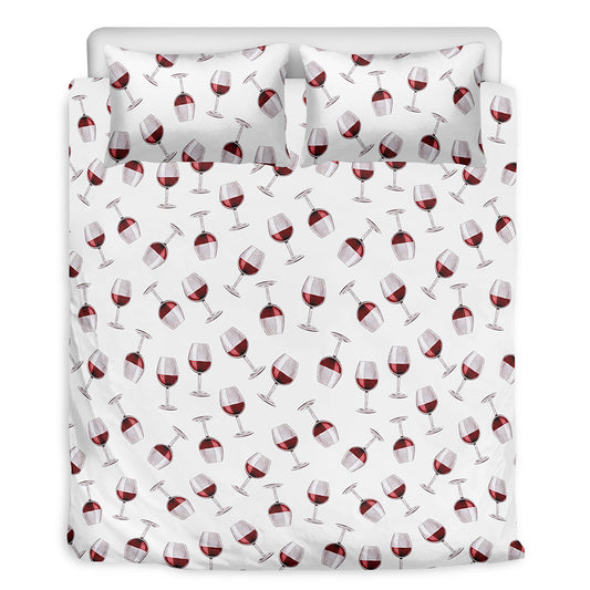 Glasses Of Wine Pattern Print Duvet Cover Bedding Set