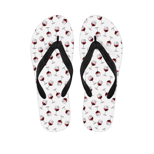 Glasses Of Wine Pattern Print Flip Flops
